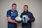 27 October 2012; Leinster's Jordi Murphy is presented with the Most Valued Player, sponsored by Philips, award by Mark Briscoe. Celtic League 2012/13, Round 7, Leinster v Cardiff Blues, RDS, Ballsbridge, Dublin. Picture credit: Matt Browne / SPORTSFILE