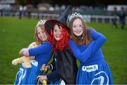 27 October 2012; Leinster supporters, from left, Moire Ryan, age 11, Rhian Meagher, age 10, and Rachel MacGinley Darley, age 10, from Dundrum, Dublin, ahead of the game. Celtic League 2012/13, Round 7, Leinster v Cardiff Blues, RDS, Ballsbridge, Dublin. Picture credit: Stephen McCarthy / SPORTSFILE