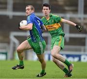 28 October 2012; Paddy Keenan, St. Patrick's, in action against Conor McNamee, Rhode. AIB Leinster GAA Football Senior Club Championship, First Round, Rhode v St. Patrick's, O'Connor Park, Tullamore, Co. Offaly. Picture credit: David Maher / SPORTSFILE