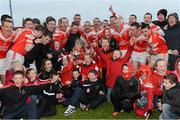 28 October 2012; The Loughgiel Shamrocks team and fans celebrate with the cup after the game. AIB Ulster GAA Hurling Senior Club Championship Final, Loughgiel Shamrocks v St. Patricks, Portaferry, Casement Park, Belfast, Co. Antrim. Photo by Sportsfile