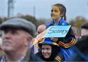 28 October 2012; Newmarket-on-Fergus supporter Kaci Toomey, age 8, on the shoulders of her mother Carol Toomey, during the cup presentation after the game. Clare County Senior Hurling Championship Final, Newmarket-on-Fergus v Cratloe, Cusack Park, Ennis, Co. Clare. Picture credit: Diarmuid Greene / SPORTSFILE