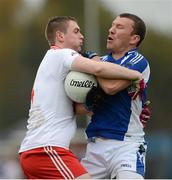 28 October 2012; Ronan Connolly, St Patrick's, right, in action against Paul McElligott, Éire Óg. AIB Leinster GAA Football Senior Club Championship, First Round, St Patrick's v Éire Óg, County Grounds, Aughrim, Co. Wicklow. Picture credit: Ray McManus / SPORTSFILE