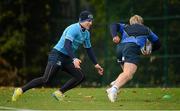 29 October 2012; Leinster's Ian Madigan moves to tackle Fionn Carr during squad training ahead of their side's Celtic League, Round 8, match against Ospreys on Sunday. Leinster Rugby Squad Training, UCD, Belfield, Dublin. Picture credit: Ray McManus / SPORTSFILE