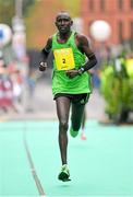 29 October 2012; Charles Kibiwot, Kenya, comes home in 5th place in the Dublin Marathon 2012. Merrion Square, Dublin. Picture credit: Brendan Moran / SPORTSFILE