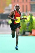 29 October 2012; David Kisang, Kenya, comes home in 7th place in the Dublin Marathon 2012. Merrion Square, Dublin. Picture credit: Brendan Moran / SPORTSFILE