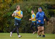 29 October 2012; Leinster's Luke Fitzgerald, left, and new signing Andrew Goodman in action during squad training ahead of their side's Celtic League, Round 8, match against Ospreys on Sunday. Leinster Rugby Squad Training, UCD, Belfield, Dublin. Picture credit: Ray McManus / SPORTSFILE