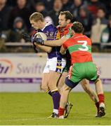 29 October 2012; Paul Mannion, Kilmacud Crokes, in action against Karl Connolly and Philly McMahon, right, Ballymun Kickhams. Dublin County Senior Football Championship Final, Ballymun Kickhams v Kilmacud Crokes, Parnell Park, Dublin. Photo by Sportsfile