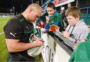 30 October 2012; Ireland's Richardt Strauss signs autographs after squad training ahead of his side's Autumn International match against South Africa on Saturday November 10th. Ireland Rugby Squad Training, Donnybrook Stadium, Donnybrook, Dublin. Picture credit: Brian Lawless / SPORTSFILE