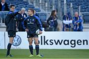 13 October 2012; Leinster's Jonathan Sexton, left, in conversation with team-mate Ian Madigan before the game. Heineken Cup 2012/13 - Pool 5, Round 1, Leinster v Exeter Chiefs, RDS, Ballsbridge, Dublin. Picture credit: Brendan Moran / SPORTSFILE
