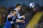 2 November 2012; Paul Whelan, Dundalk, in action against Sean Maguire, Waterford United. Airtricity League Promotion / Relegation Play-Off Final, 2nd Leg, Waterford United v Dundalk, RSC, Waterford. Picture credit: Matt Browne / SPORTSFILE