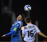 2 November 2012; Daragh Walshe, Waterford United, in action against Stephen McDonnell, Dundalk. Airtricity League Promotion / Relegation Play-Off Final, 2nd Leg, Waterford United v Dundalk, RSC, Waterford. Picture credit: Matt Browne / SPORTSFILE