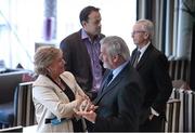 3 November 2012; Frances Fitzgerald, TD, Minister for Children and Youth Affairs, in conversation with Kieran Mulvey, Chairman, Irish Sports Council and Dr Leo Varadkar, Minister for Transport, Tourism and Sports, with John Treacy, Chief Executive, Irish Sports Council, before  the Code of Ethics & Good Practice for Children’s Sport Information Day, hosted by the Irish Sports Council, at the Crowne Plaza Hotel, Blanchardstown, Dublin. Picture credit: Ray McManus / SPORTSFILE