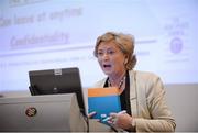 3 November 2012; Frances Fitzgerald TD, Minister for Children and Youth Affairs, speaking at the Code of Ethics & Good Practice for Children’s Sport Information Day, hosted by the Irish Sports Council, at the Crowne Plaza Hotel, Blanchardstown, Dublin. Picture credit: Ray McManus / SPORTSFILE