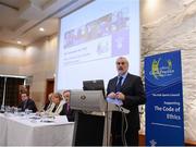 3 November 2012; Kieran Mulvey, Chairman, Irish Sports Council speaking at the Code of Ethics & Good Practice for Children’s Sport Information Day, hosted by the Irish Sports Council, at the Crowne Plaza Hotel, Blanchardstown, Dublin. Picture credit: Ray McManus / SPORTSFILE