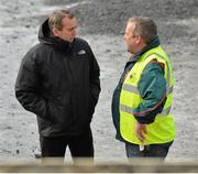 4 November 2012; Former Kerry and Dr. Crokes senior football manager Pat O'Shea in conversation with steward Gerry Talty before the game. AIB Munster GAA Senior Football Championship Quarter-Final, Kilmurry Ibrickane, Clare v Dr. Crokes, Kerry, Páirc Naomh Mhuire, Quilty, Co. Clare. Picture credit: Diarmuid Greene / SPORTSFILE