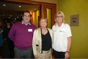 3 November 2012; Frances Fitzgerald, TD, Minister for Children and Youth Affairs, with Athletics Ireland delegates Moira Aston and Kieran Stout at the Code of Ethics & Good Practice for Children’s Sport Information Day, hosted by the Irish Sports Council, at the Crowne Plaza Hotel, Blanchardstown, Dublin. Picture credit: Ray McManus / SPORTSFILE