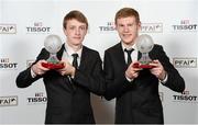 10 November 2012; Chris Forester, left, St. Patrick's Athletic, who won the Young Player of the Year award, and James McClean, Sunderland, who won the Irish Overseas Player of the Year award. 2012 PFAI Player of the Year Awards sponsored by Tissot, The Burlington Hotel, Dublin. Photo by Sportsfile