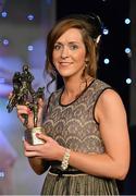 10 November 2012; Armagh's Caroline O'Hanlon with her Intermediate Player's Player of the Year award. TG4 O'Neill's Ladies Football All-Star Awards 2012, Citywest Hotel, Saggart, Co. Dublin. Picture credit: Brendan Moran / SPORTSFILE