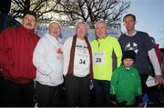 11 November 2012; From left , CEO of Athletics Ireland, John Foley, Frank Greally, Editor of Irish Runner with legendry RTE Brodcaster, Donncha Ó Dúlaing, Jimmy Deenihan TD, Minister for Arts, Sport and Tourism and Barry Andrews the newly appointed CEO of GOAL with his Son Hugh, age 7, before the start of the Remembrance Run 5k organised by Athletics Ireland. Phoenix Park, Dublin. Picture Credit : Tomás Greally / SPORTFILE