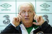 11 November 2012; Republic of Ireland manager Giovanni Trapattoni speaking during a squad media update ahead of their side's Friendly International against Greece on Wednesday. Republic of Ireland Squad Media Update, Gannon Park, Malahide, Dublin. Picture credit: David Maher / SPORTSFILE