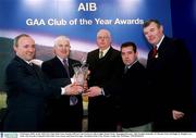 3 February 2003; At the AIB GAA Club of the Year Awards 2002 in Croke Park are, left to right, Donal Forde, Managing Director, AIB, Frankie Donnelly, PJ Martin, Peter McHugh, St. Brigids GAA Club, who won the Connacht Club of the Year award, and Sean McCague, President of the GAA. Picture credit; Ray McManus / SPORTSFILE