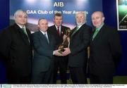3 February 2003; At the AIB GAA Club of the Year Awards 2002 in Croke Park are, left to right, Ciaran Crilly, St. MalachyÕs, Donal Forde, Managing Director, AIB, Sean McCague, President of the GAA, John McGartan, Chairman St. MalachyÕs Castlewellan, AIB Club of the Year 2002, and Gerry Dougherty, St. MalachyÕs. Picture credit; Ray McManus / SPORTSFILE