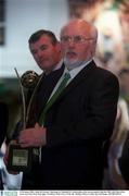 3 February 2003; John McCartan, Chairman St. MalachyÕs Castlewellan, who was presented with the 2002 AIB Club of the Year Award by Sean McCague, President of the GAA. Croke Pk, Dublin. Picture credit; Ray McManus / SPORTSFILE