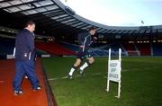 11 February 2003; Republic of Ireland manager Brian Kerr and Matt Holland walk onto the pitch at the start of squad training. Hampden Park, Glasgow, Scotland. Soccer. Picture credit; David Maher / SPORTSFILE *EDI*