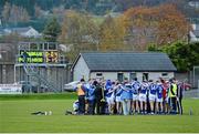 11 November 2012; The St. Patrick's team huddle together after the game. AIB Leinster GAA Football Senior Championship Quarter-Final, St. Patrick's, Wicklow v Portlaoise, Co. Laois, County Grounds, Aughrim, Co. Wicklow. Picture credit: Barry Cregg / SPORTSFILE
