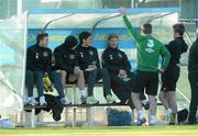11 November 2012; Republic of Ireland's players, left to right, Simon Cox, Shane Long, Keith Andrews, Paul McShane, Glenn Whelan and Kevin Doyle during squad training ahead of their side's Friendly International against Greece on Wednesday. Republic of Ireland Squad Training, Gannon Park, Malahide, Dublin. Picture credit: David Maher / SPORTSFILE