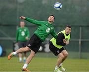 12 November 2012; Republic of Ireland's Shane Long and Seamus Coleman  in action during squad training ahead of their side's Friendly International against Greece on Wednesday. Republic of Ireland Squad Training, Gannon Park, Malahide, Dublin. Picture credit: David Maher / SPORTSFILE