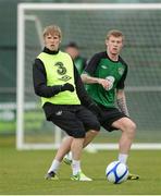 12 November 2012; Republic of Ireland's Andy Keogh and James McClean  in action during squad training ahead of their side's Friendly International against Greece on Wednesday. Republic of Ireland Squad Training, Gannon Park, Malahide, Dublin. Picture credit: David Maher / SPORTSFILE