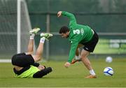 12 November 2012; Republic of Ireland's Shane Long and Seamus Coleman in action during squad training ahead of their side's Friendly International against Greece on Wednesday. Republic of Ireland Squad Training, Gannon Park, Malahide, Dublin. Picture credit: David Maher / SPORTSFILE