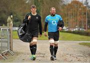 12 November 2012; Ireland's Donncha O'Callaghan, left, and John Muldoon make their way to squad training ahead of their side's Autumn International match against Fiji on Saturday. Ireland Rugby Squad Training, Carton House, Maynooth, Co. Kildare. Picture credit: Barry Cregg / SPORTSFILE