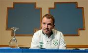 12 November 2012; Republic of Ireland's Glenn Whelan speaking to the media during a mixed zone ahead of their side's Friendly International match against Greece on Wednesday. Republic of Ireland Squad Mixed Zone, Grand Hotel, Malahide, Dublin. Photo by Sportsfile