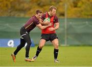 13 November 2012; Ireland's Roger Wilson, right, is tackled by team-mate Craig Gilroy during squad training ahead of their side's Autumn International match against Fiji on Saturday. Ireland Rugby Squad Training, Carton House, Maynooth, Co. Kildare. Picture credit: Barry Cregg / SPORTSFILE