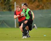 13 November 2012; Ireland's Conor Murray, right, in action against team-mates Stephen Archer, left, during squad training ahead of their side's Autumn International match against Fiji on Saturday. Ireland Rugby Squad Training, Carton House, Maynooth, Co. Kildare. Picture credit: Barry Cregg / SPORTSFILE