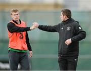 13 November 2012; Republic of Ireland's James McClean with Derry City manager Declan Devine, who was taking part in the UEFA Pro-Licence, during squad training ahead of their side's Friendly International against Greece on Wednesday. Republic of Ireland Squad Training, Gannon Park, Malahide, Dublin. Picture credit: David Maher / SPORTSFILE
