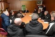 13 November 2012; Republic of Ireland manager Giovanni Trapattoni with UEFA Pro-Licence coaches during a Q&A after squad training. Malahide, Co. Dublin. Picture credit: David Maher / SPORTSFILE