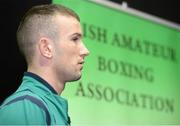 13 November 2012; Minister of State for Tourism & Sport Michael Ring T.D. presented Olympic boxers with framed first day cover envelopes featuring two stamps issued by An Post in July to mark Ireland's involvement in the 2012 Olympic Games. At the event is John Joe Nevin. National Stadium, South Circular Road, Dublin. Picture credit: Brian Lawless / SPORTSFILE