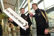14 November 2012; Cork footballers Donncha O'Connor, left, and Aidan Walsh prior to departure for New York for the GAA GPA All-Stars Tour 2012 sponsored by Opel. Dublin Airport, Dublin. Picture credit: Brendan Moran / SPORTSFILE