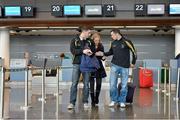 14 November 2012; Dublin footballers Bernard, left, and Alan Brogan, with Alan's wife Lydia at Dublin Airport prior to departure for New York for the GAA GPA All-Stars Tour 2012 sponsored by Opel. Dublin Airport, Dublin. Picture credit: Brendan Moran / SPORTSFILE
