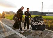 14 November 2012; Donegal footballers Neil Gallagher, left, and Karl Lacey arrive at Dublin Airport prior to departure for New York for the GAA GPA All-Stars Tour 2012 sponsored by Opel. Dublin Airport, Dublin. Picture credit: Brendan Moran / SPORTSFILE
