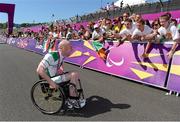 7 September 2012; Ireland's Mark Rohan, from Ballinahown, Co. Westmeath, with his supporters after receiving his gold medal for the men's individual H 1 road race. London 2012 Paralympic Games, Cycling, Brands Hatch, Kent, England. Picture credit: Brian Lawless / SPORTSFILE