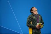 8 September 2012; Kevin Paul, South Africa, on the podium after receiving his silver medal for the Men's 100m Breaststroke - SB9. London 2012 Paralympic Games, Swimiming, Aquatics Centre, Olympic Park, Stratford, London, England. Picture credit: Brian Lawless / SPORTSFILE