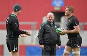 15 November 2012; Ireland's Jonathan Sexton and Jamie Heaslip share a laugh with head coach Declan Kidney during squad training ahead of their side's Autumn International match against Fiji on Saturday. Ireland Rugby Squad Training, Thomond Park, Limerick. Picture credit: Diarmuid Greene / SPORTSFILE