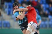 15 November 2012; Noel Reid, Leinster, is tackled by Tommy O'Donnell, Munster. &quot;A&quot; Interprovincial, Leinster A v Munster A, Donnybrook Stadium, Donnybrook, Dublin. Picture credit: Stephen McCarthy / SPORTSFILE