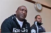 15 November 2012; Fiji head coach Inoke Male, left, alongside captain Deacon Manu, speaking to the media during a press conference ahead of their side's Autumn International match against Ireland on Saturday. Fiji Rugby Press Conference, Castletroy Park Hotel, Limerick. Picture credit: Diarmuid Greene / SPORTSFILE