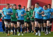 16 November 2012; Ireland captain Jamie Heaslip leads his team on a lap of the pitch during the captain's run ahead of their side's Autumn International match against Fiji on Saturday. Ireland Rugby Squad Captain's Run, Thomond Park, Limerick. Picture credit: Diarmuid Greene / SPORTSFILE