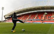 16 November 2012; Fiji's Jonetani Ralulu practices his place kicking during the squad captain's run ahead of their side's Autumn International match against Ireland on Saturday. Fiji Rugby Squad Captain's Run, Thomond Park, Limerick. Picture credit: Diarmuid Greene / SPORTSFILE